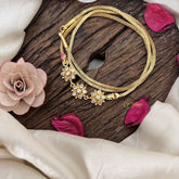 Vriksham Floral Engraved Moggapu Gold Chain-White-G19575
